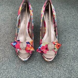 Midnight Velvet Vibrant Floral Peep-Toe Heels